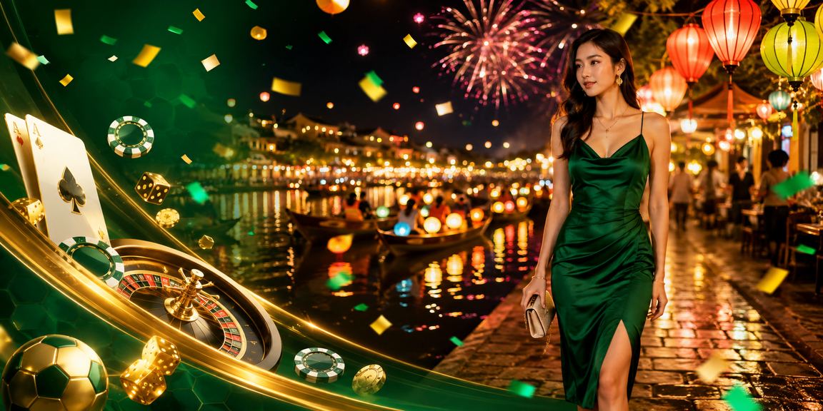 Khung cảnh phố cổ Hội An về đêm với người dùng trải nghiệm giải trí trực tuyến trên điện thoại